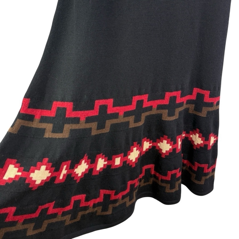 Ralph Lauren LRL Wool Southwestern Inspired Geo Fit & Flare Midi Dress Size L - Picture 2 of 10